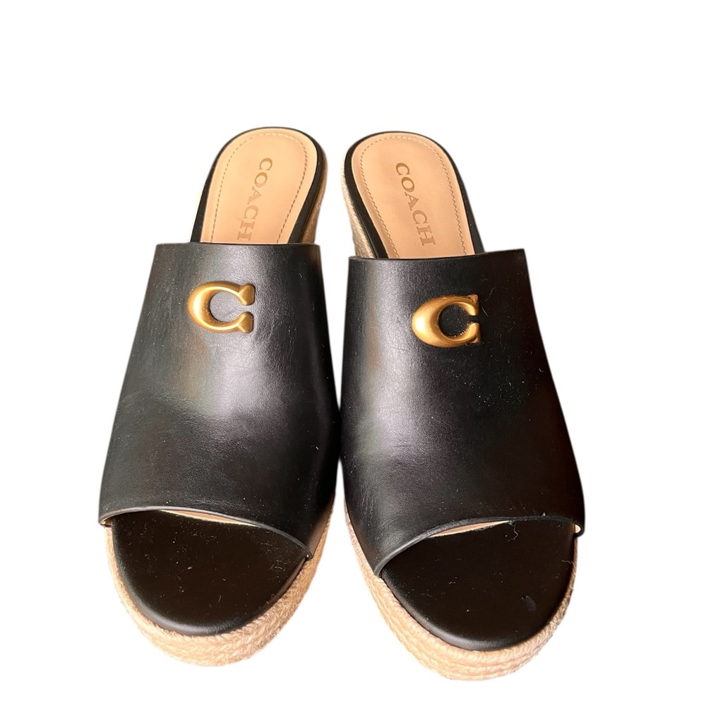 COACH Gloria C Slide Espadrille Wedge Sandals, size 10 Black